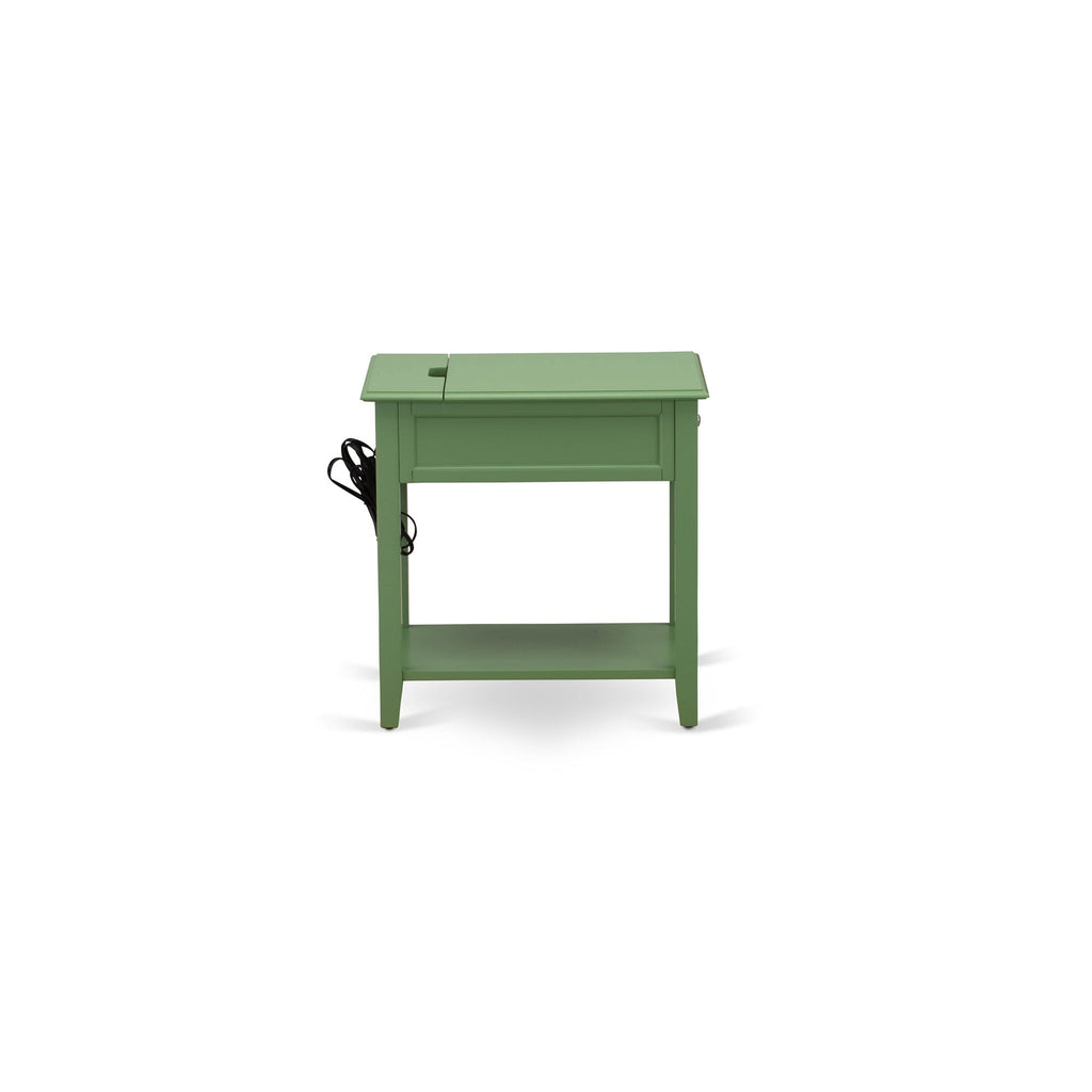 DE-12-ML Inviting Green Denison Nightstand Bedroom Rectangle Table with Drawer, 24x19