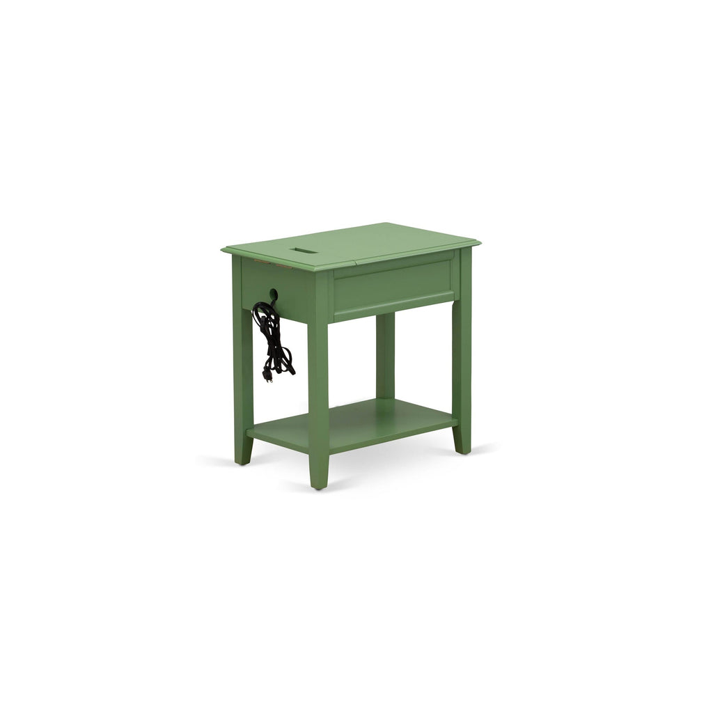 DE-12-ML Inviting Green Denison Nightstand Bedroom Rectangle Table with Drawer, 24x19