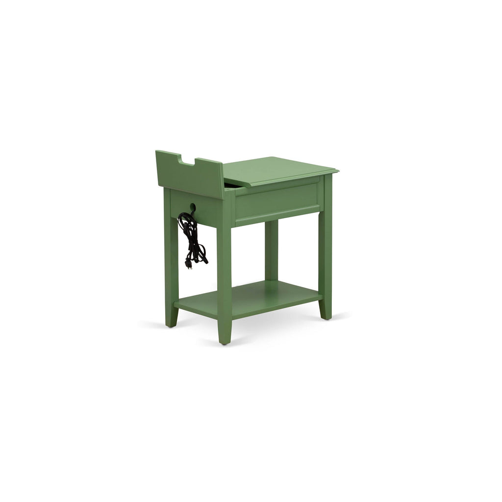 DE-12-ML Inviting Green Denison Nightstand Bedroom Rectangle Table with Drawer, 24x19