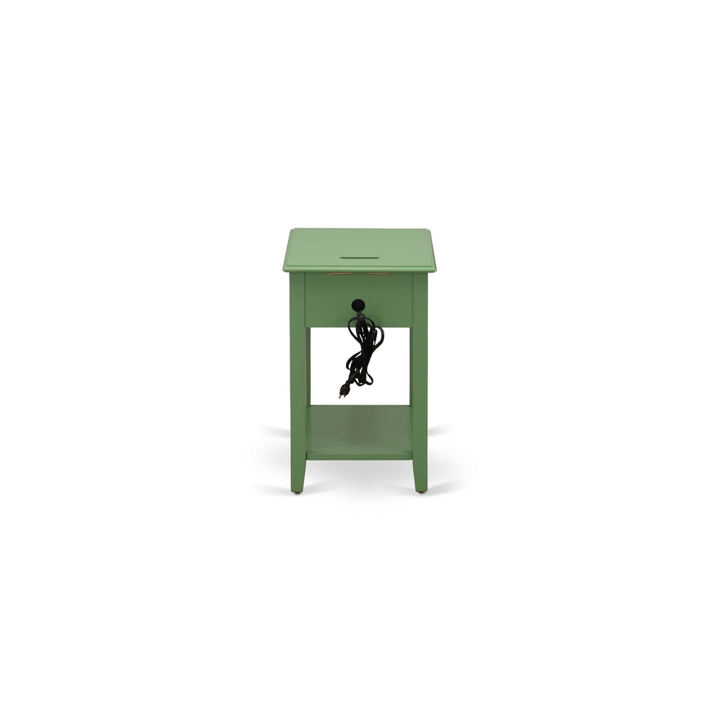 DE-12-ML Inviting Green Denison Nightstand Bedroom Rectangle Table with Drawer, 24x19