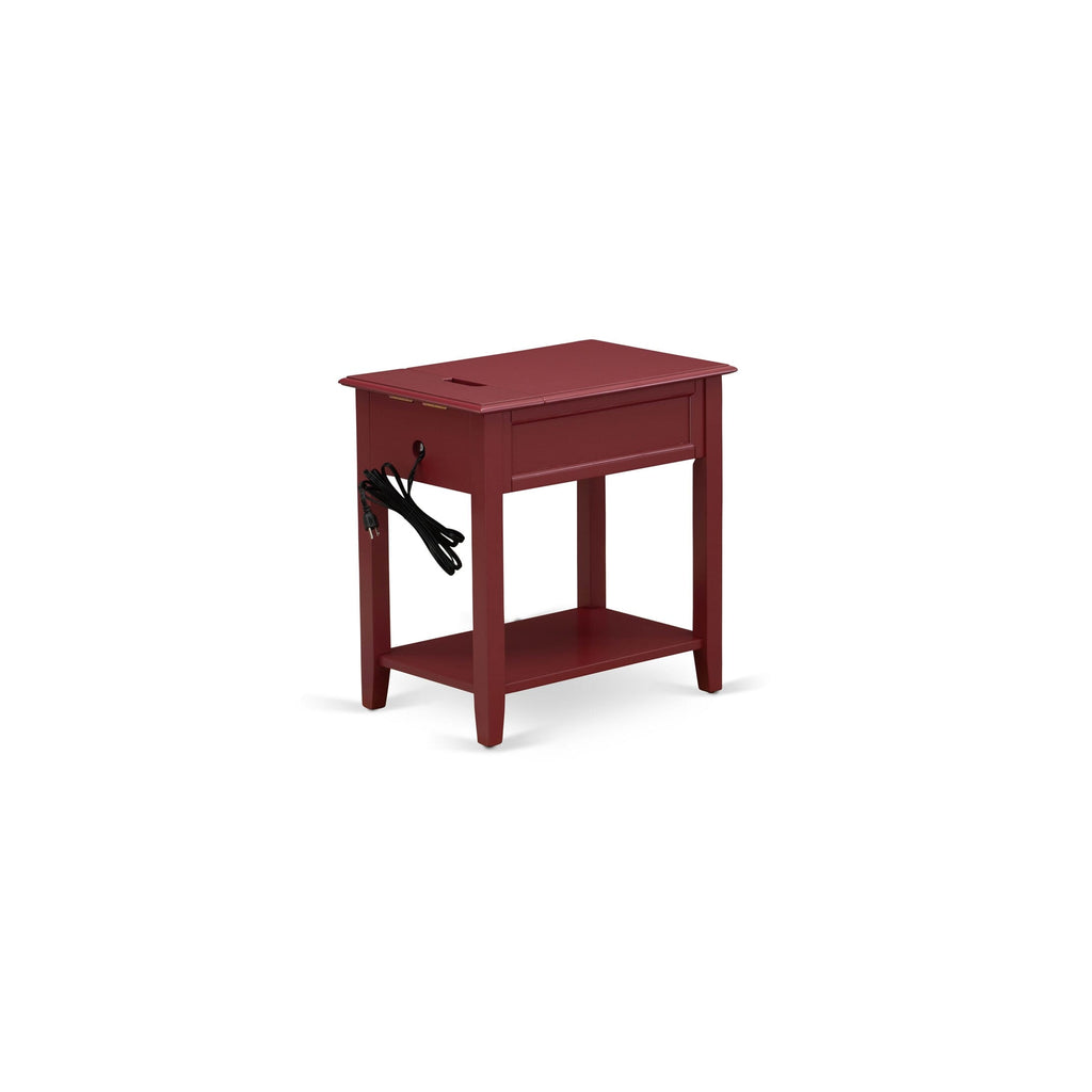 NL14Q-Z20AE 2-Piece Queen Bed Set with Button Tufted Headboard & Burgundy Nightstand in Velvet