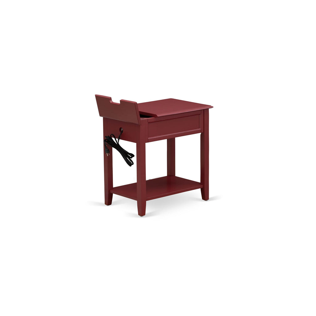 Denison Night Stand - DE-13-NL Modern Rectangular Bedside End Table Featuring Drawer, 24x19 Inch, Burgundy