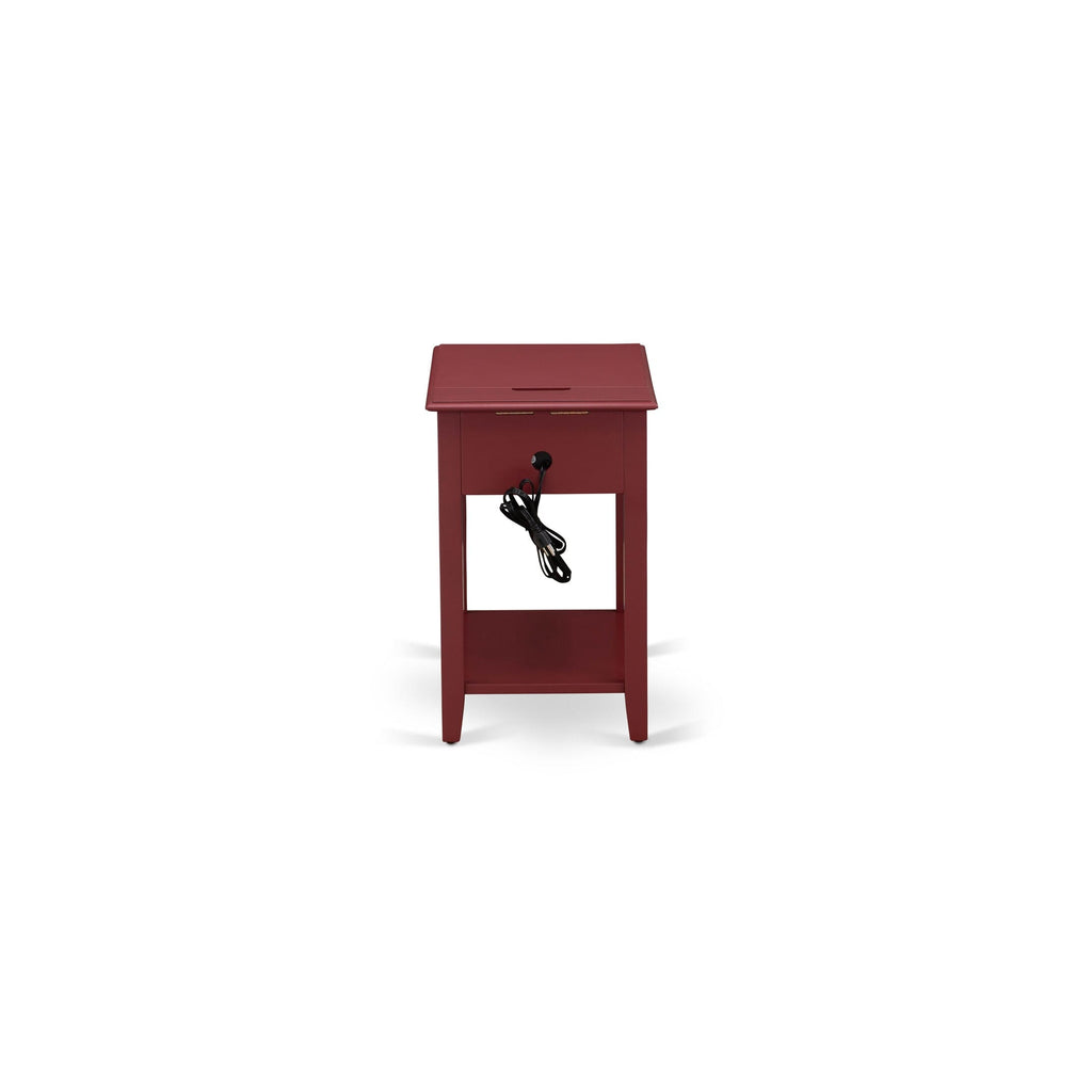 NL14F-U4FMC 2-Piece Full Bed Set - Button-Tufted Brown Taupe Velvet Frame & Burgundy Nightstand