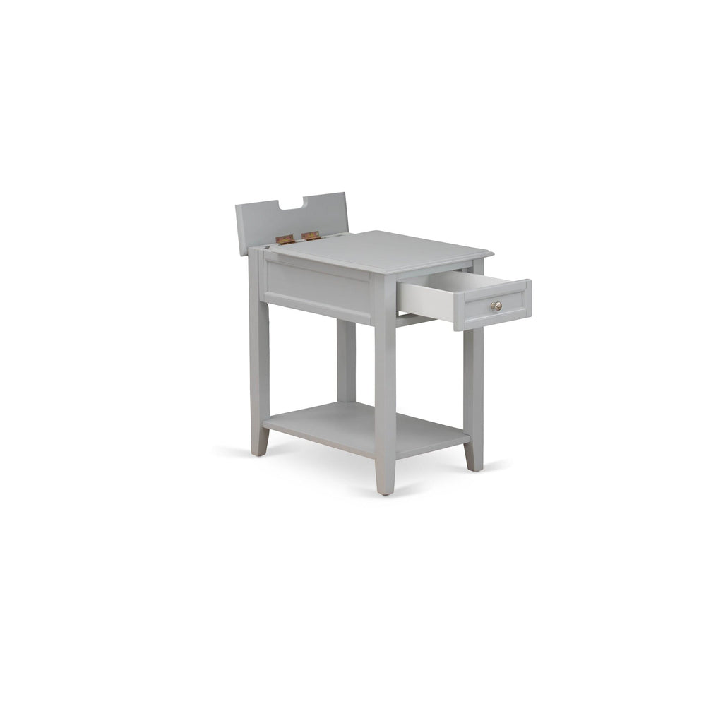 DE-14-EN Stylish Urban Gray Rectangle Nightstand with Drawer - Perfect Bedside Addition, 24x19