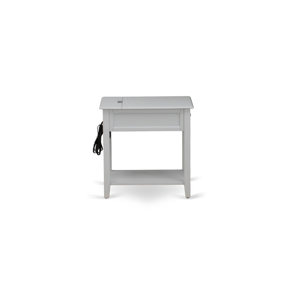 DE-14-EN Stylish Urban Gray Rectangle Nightstand with Drawer - Perfect Bedside Addition, 24x19