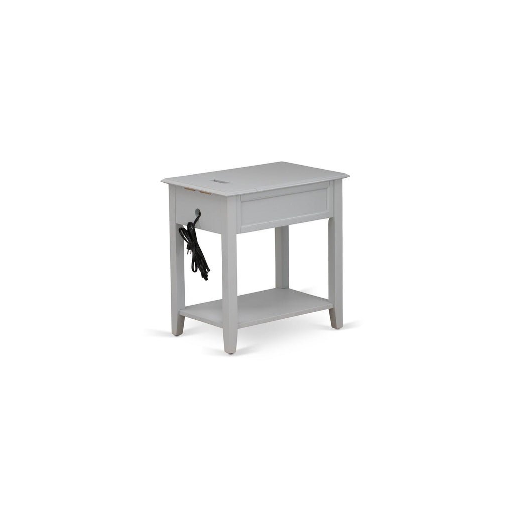 DE-14-EN Stylish Urban Gray Rectangle Nightstand with Drawer - Perfect Bedside Addition, 24x19