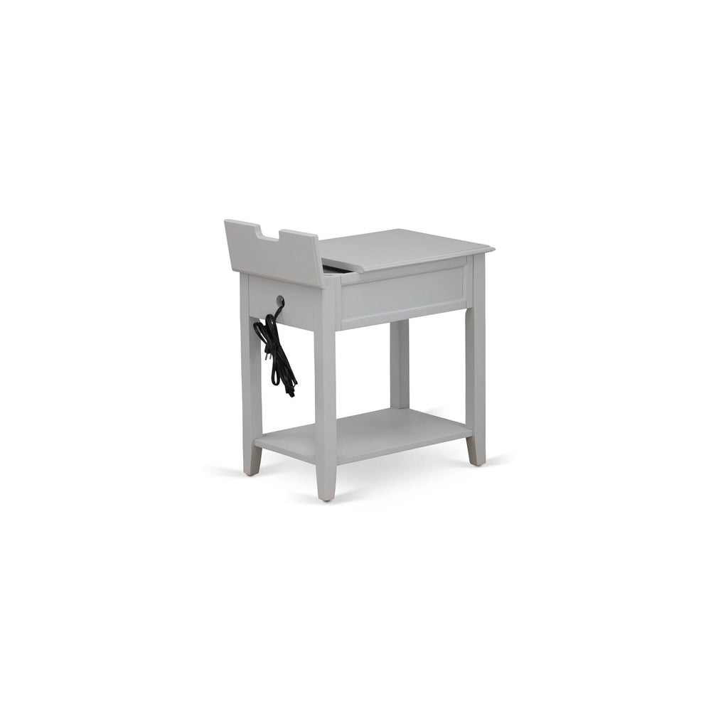 DE-14-EN Stylish Urban Gray Rectangle Nightstand with Drawer - Perfect Bedside Addition, 24x19
