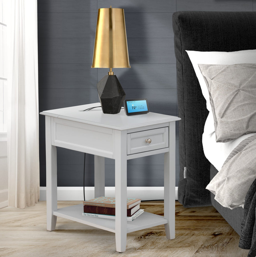 DE-14-EN Stylish Urban Gray Rectangle Nightstand with Drawer - Perfect Bedside Addition, 24x19