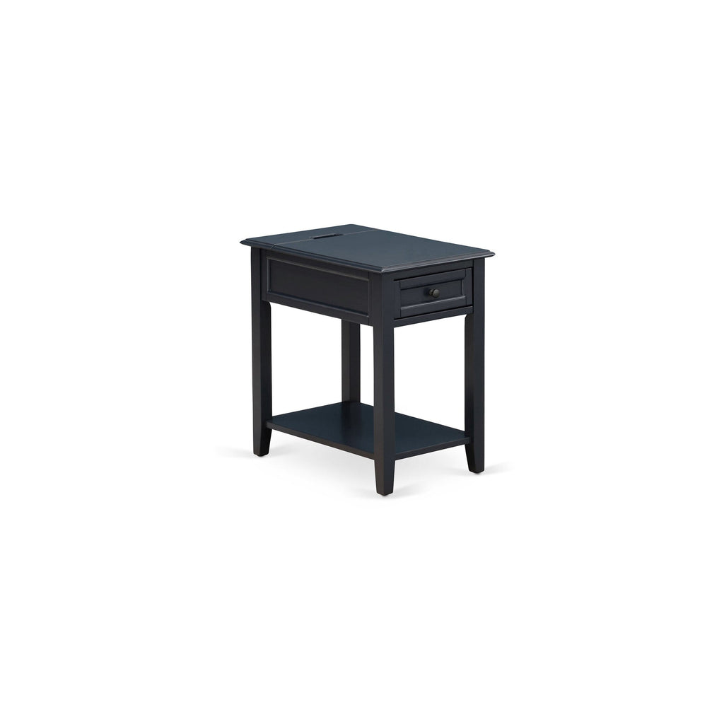 DE-15-AI Navy Blue Nightstand with Drawer, Ideal for Cozzy Bedside Storage Solution, (24x19 Inch)
