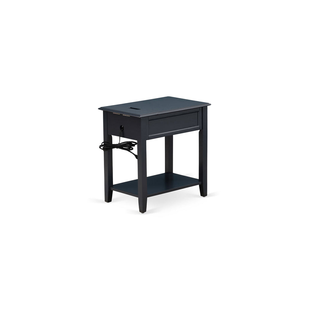 DE-15-AI Navy Blue Nightstand with Drawer, Ideal for Cozzy Bedside Storage Solution, (24x19 Inch)