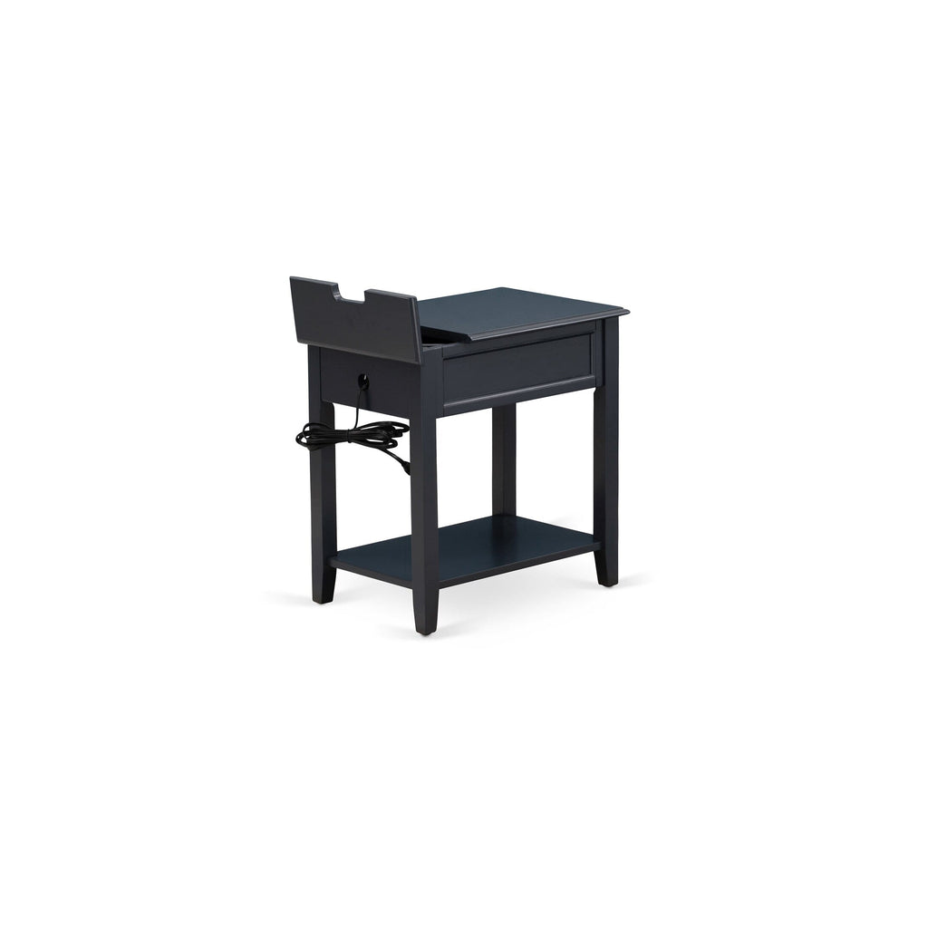 DE-15-AI Navy Blue Nightstand with Drawer, Ideal for Cozzy Bedside Storage Solution, (24x19 Inch)