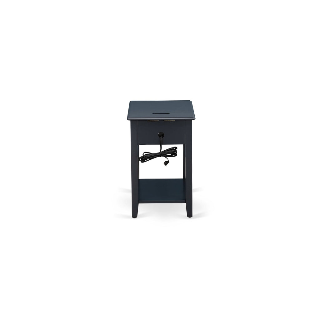 DE-15-AI Navy Blue Nightstand with Drawer, Ideal for Cozzy Bedside Storage Solution, (24x19 Inch)
