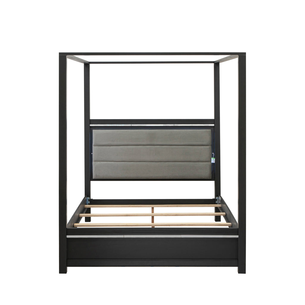 DE20-BEAM0C 2-Piece Denali Bedroom Ensemble with Queen Bed and Nightstand in Brushed Gray Finish