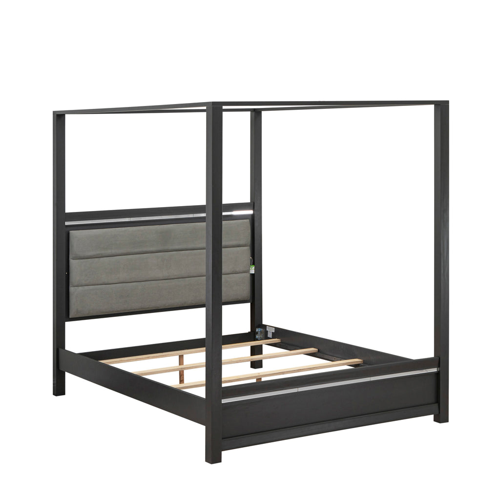 DE20-V6G5ZN Elegant Denali Queen Wooden Bed Frame in Brushed Gray - Modern Bedroom Addition
