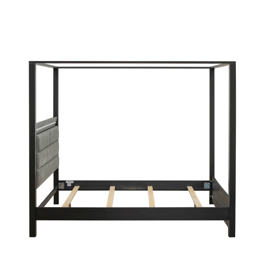 DE20-BEAM0C 2-Piece Denali Bedroom Ensemble with Queen Bed and Nightstand in Brushed Gray Finish