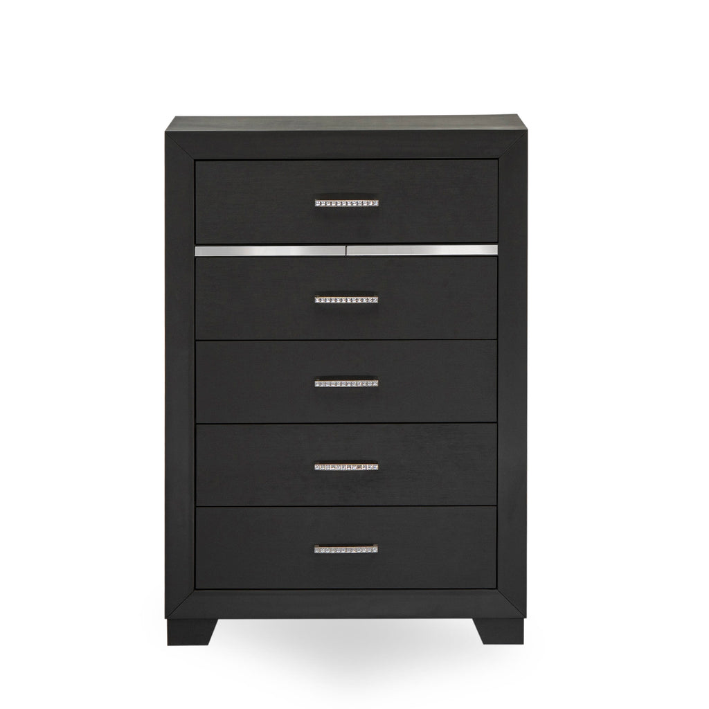 DE20-QW6O0L 3-Piece Denali Modern Bedroom Suite with Queen Bed, Nightstand, Brushed Gray Chest