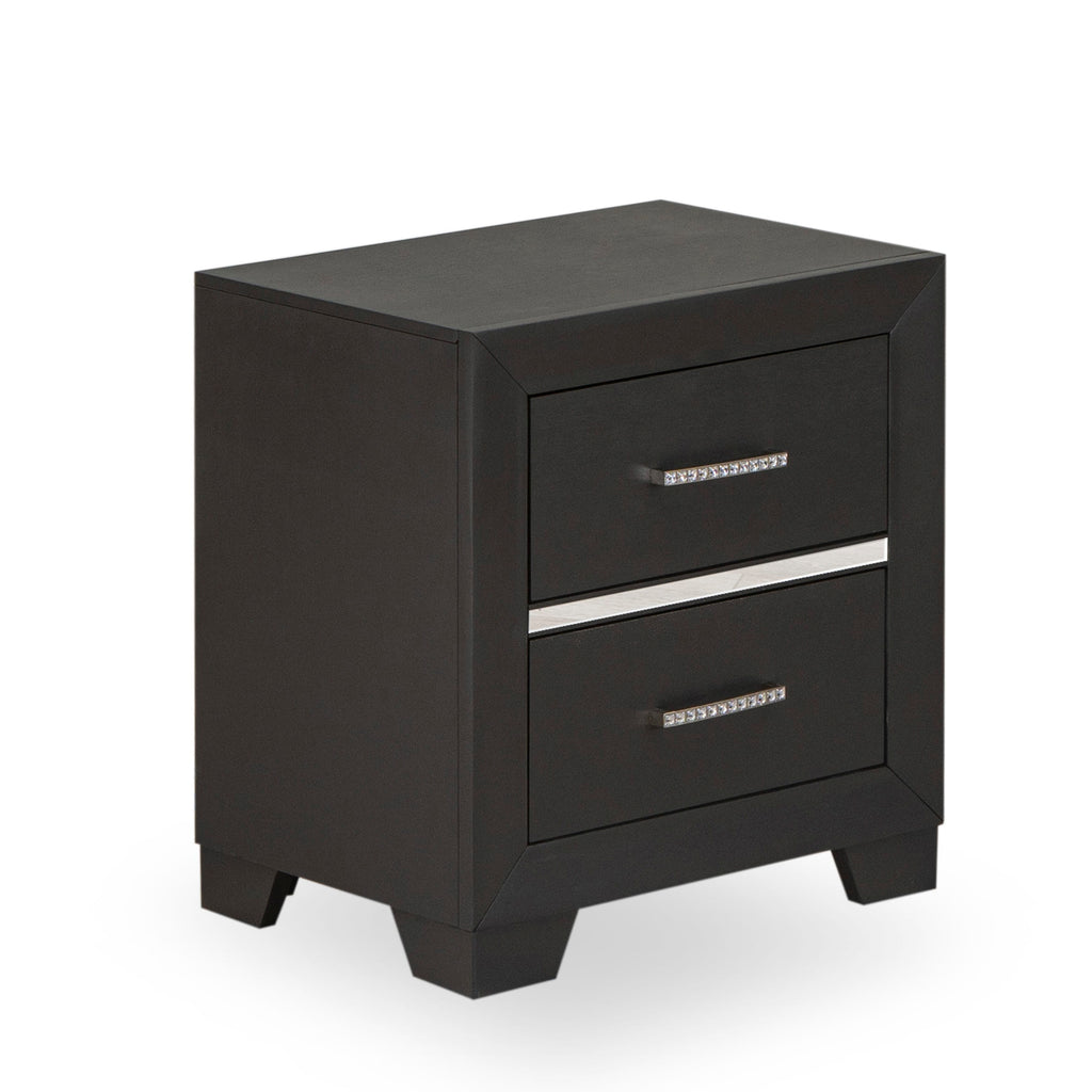 DE20-PQ3WIN Stylish 4-Piece Bedroom Set with Queen Frame, 2 Nightstands & Dresser - Brushed Gray Charm