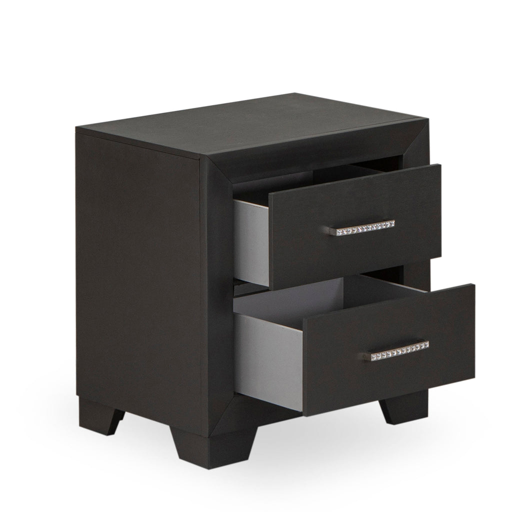 DE20-BEAM0C 2-Piece Denali Bedroom Ensemble with Queen Bed and Nightstand in Brushed Gray Finish