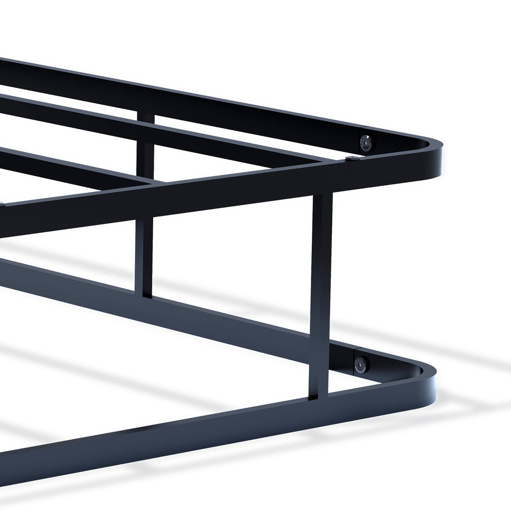 Sleek Metal Full Bedframe in Black Finish With Distinctive Headboard  DHFBBYO