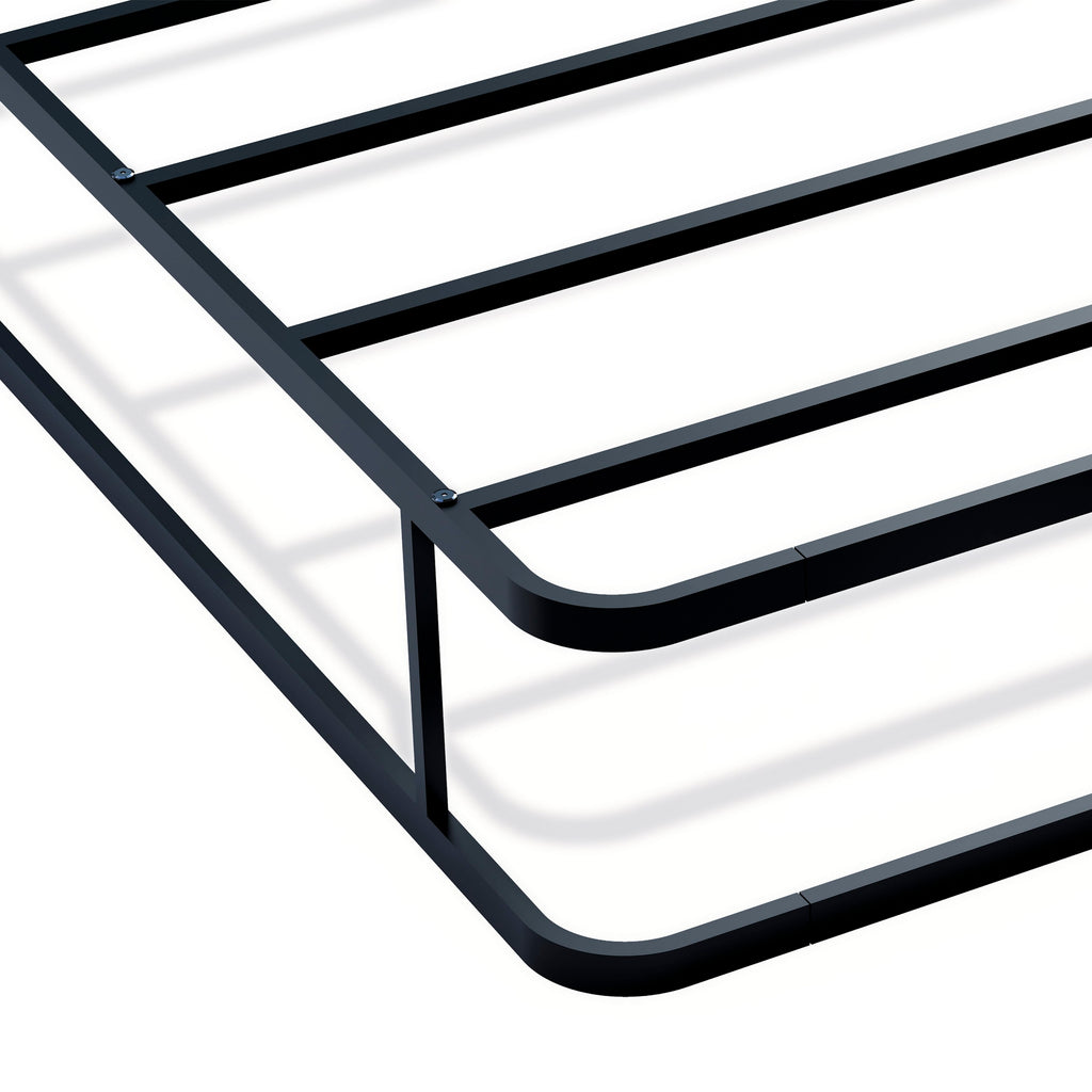 Sleek Metal Full Bedframe in Black Finish With Distinctive Headboard  DHFBBYO