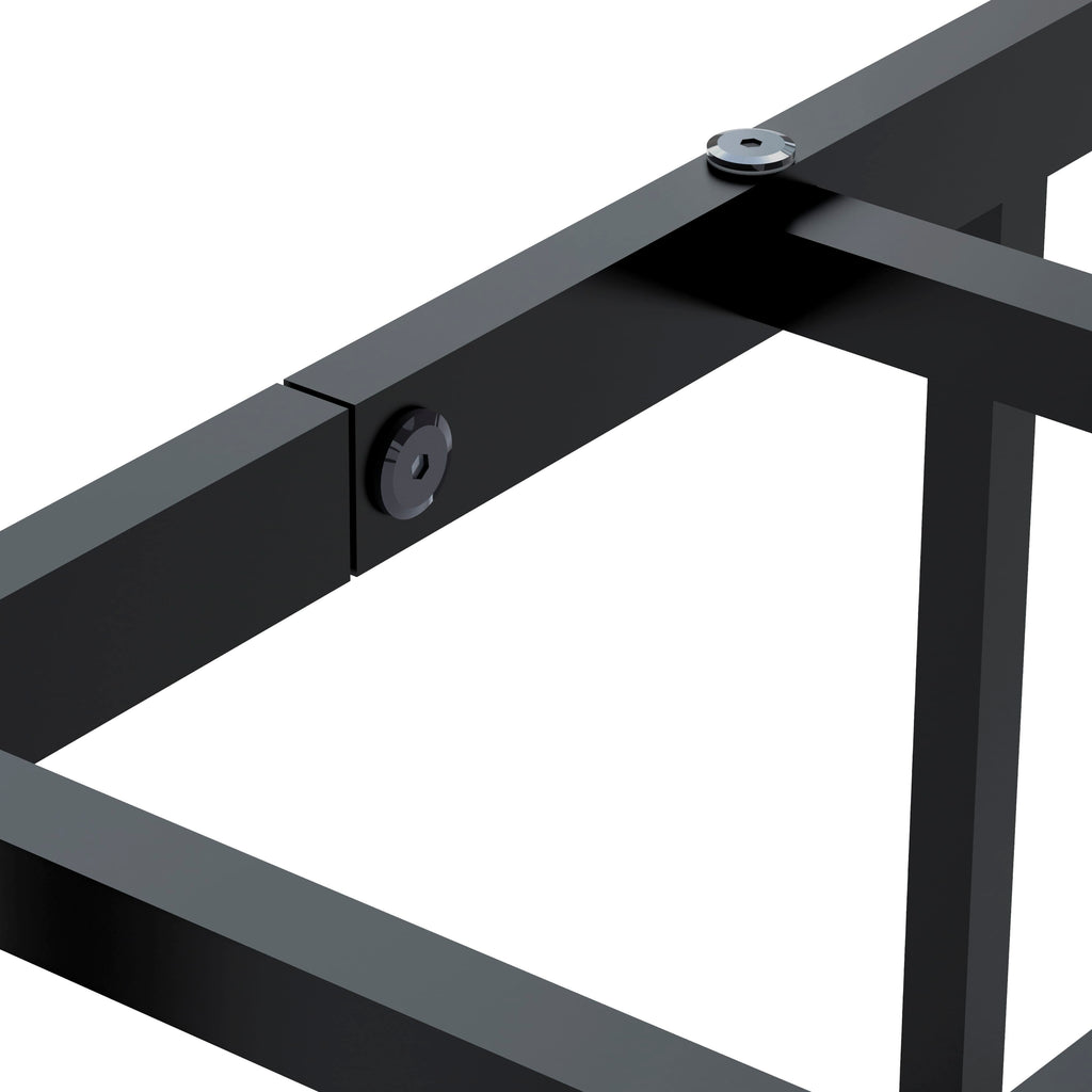Sleek Metal Full Bedframe in Black Finish With Distinctive Headboard  DHFBBYO