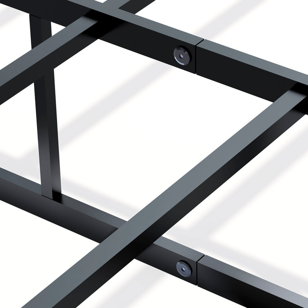 Sleek Metal Full Bedframe in Black Finish With Distinctive Headboard  DHFBBYO