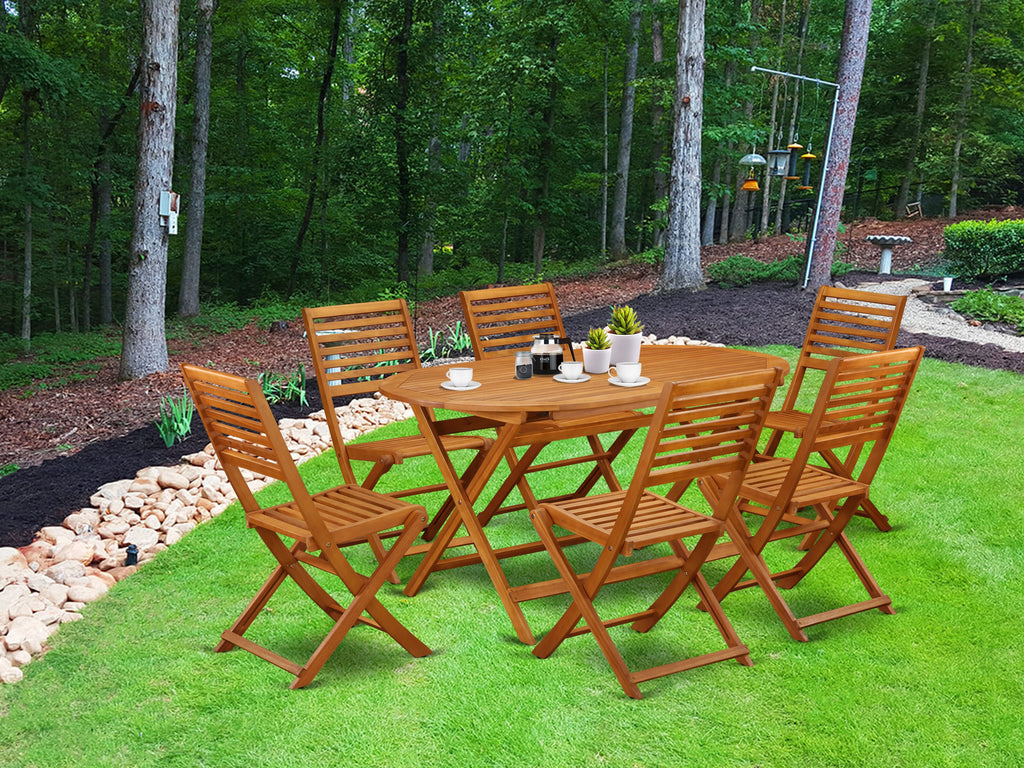 Elegance Outdoors DIBS7OXXJ 7-Piece Patio Dining Set with Oval Table & 6 Chairs