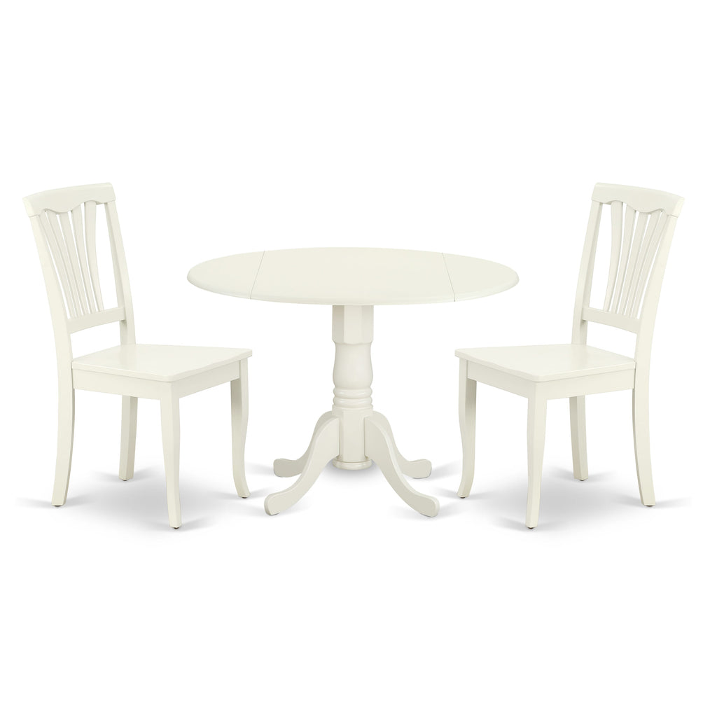 DLAV3-2SG-T Compact 3-Piece Dining Ensemble with Dropleaf Table and Two Wooden Chairs, Soft Sage Finish
