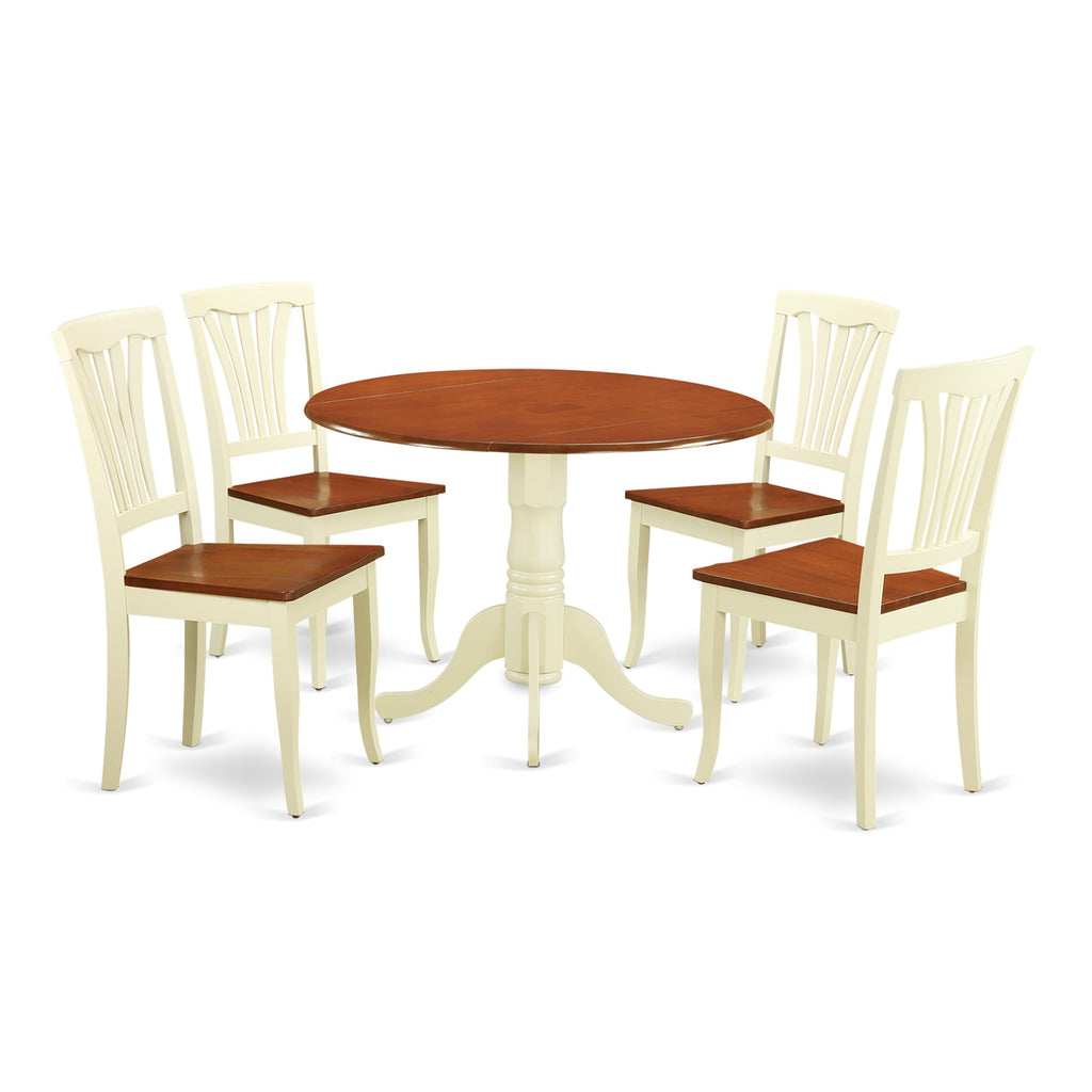 DLAV5-KX9-U 5-Piece Dining Set Dropleaf Table & Chairs in Buttermilk Cherry - Perfect for Kitchen