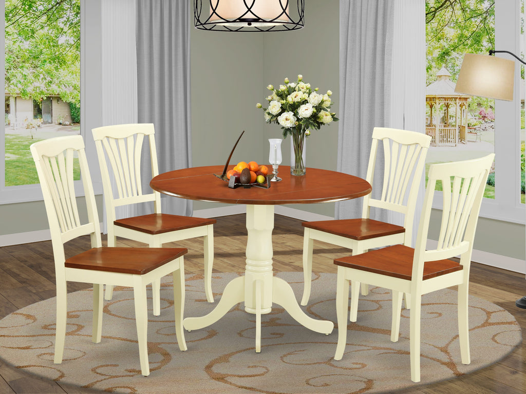 DLAV5-KX9-U 5-Piece Dining Set Dropleaf Table & Chairs in Buttermilk Cherry - Perfect for Kitchen