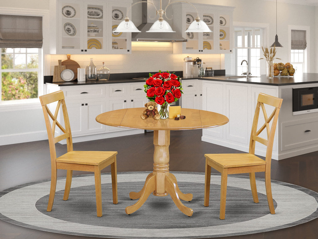 Delightful Oak Dining Set DLBO3-51P-P 3-Piece Harmony with Dropleaf Table & Chairs