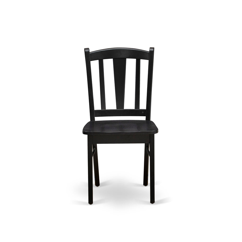 DLC-B9G-I Elegant Dublin Slat Back Dining Wood Seat Chairs - Set of Two in Sophisticated Black Finish
