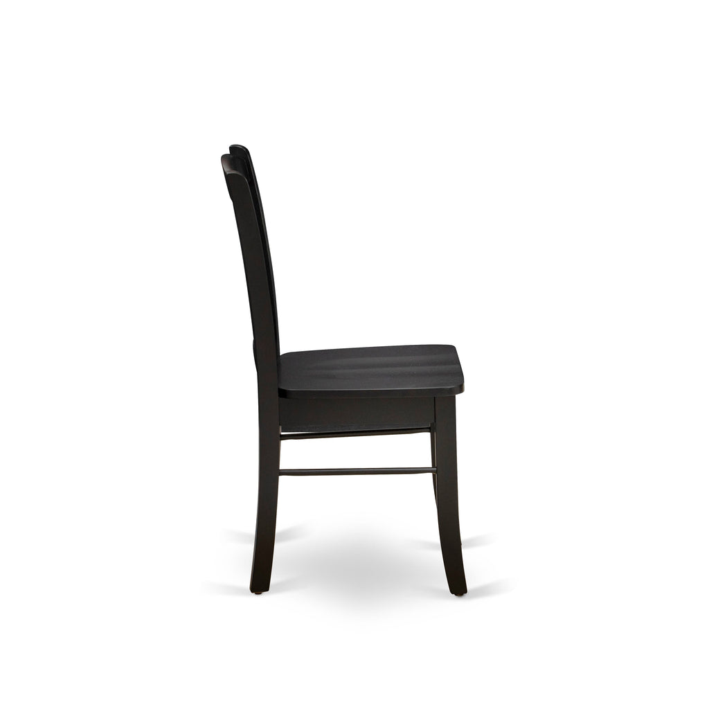 DLC-B9G-I Elegant Dublin Slat Back Dining Wood Seat Chairs - Set of Two in Sophisticated Black Finish
