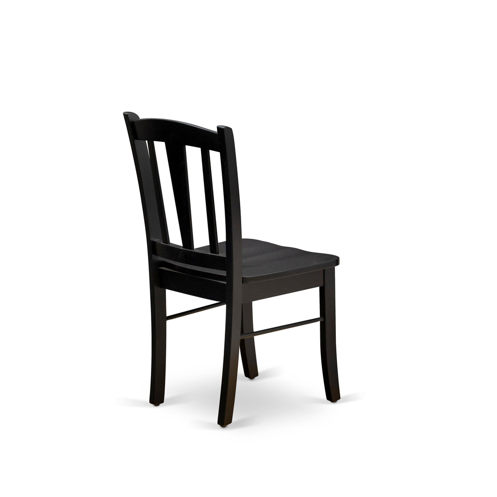 DLC-B9G-I Elegant Dublin Slat Back Dining Wood Seat Chairs - Set of Two in Sophisticated Black Finish