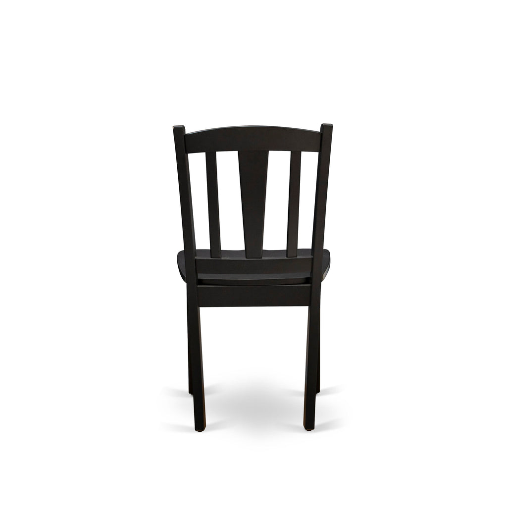 AMDL5-LU1-O 5-Piece Dining Ensemble for Four with Round Table on Pedestal & Four Seats, Black Cherry Finish