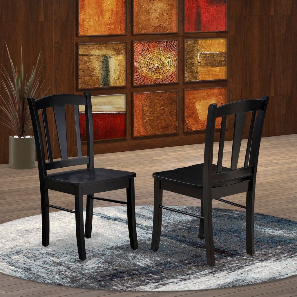 DLC-B9G-I Elegant Dublin Slat Back Dining Wood Seat Chairs - Set of Two in Sophisticated Black Finish