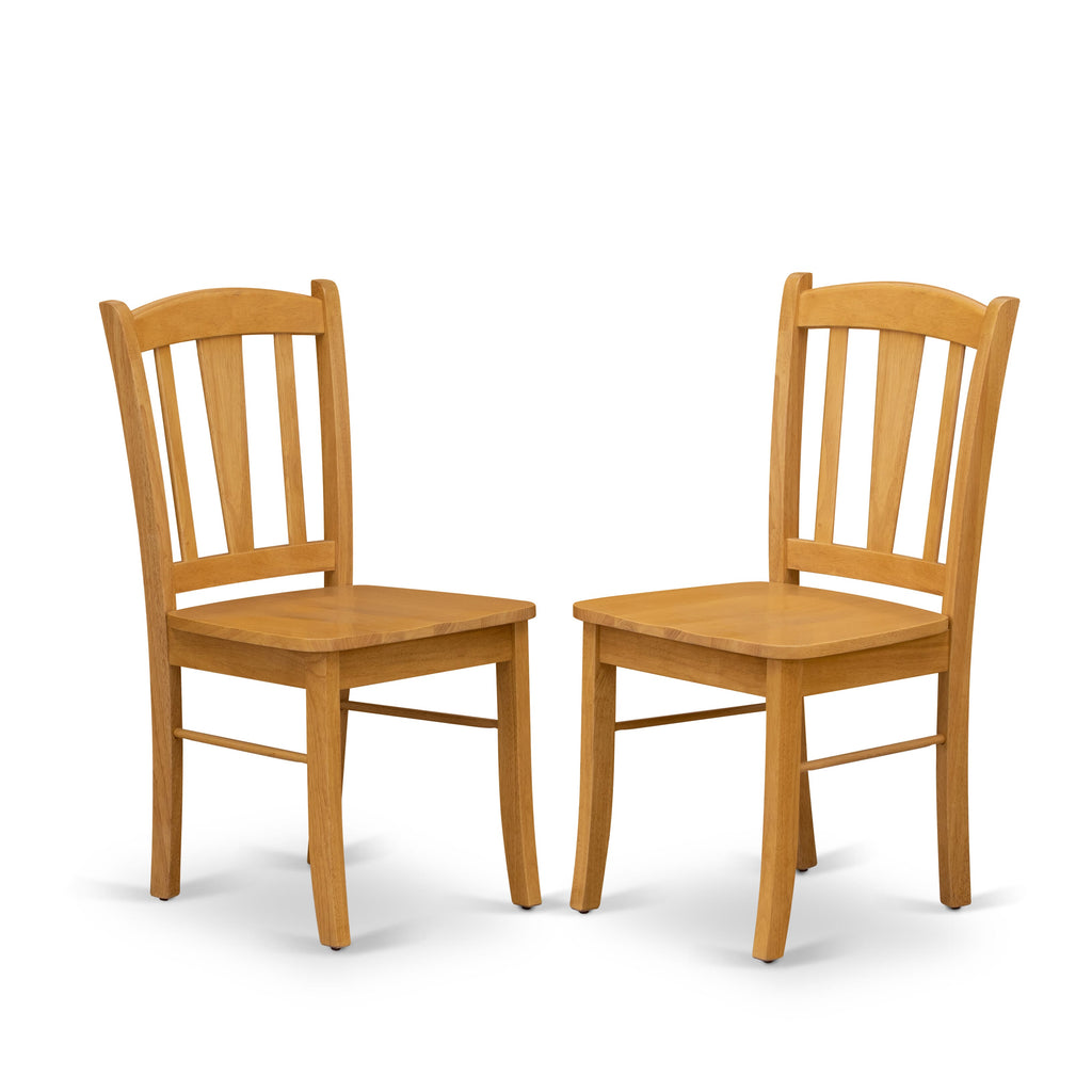 DLIN5-NUD-5 5-Piece Dining Ensemble Compact Round Table Set with Dropleaf Feature and 4 Chairs, Oak Finish