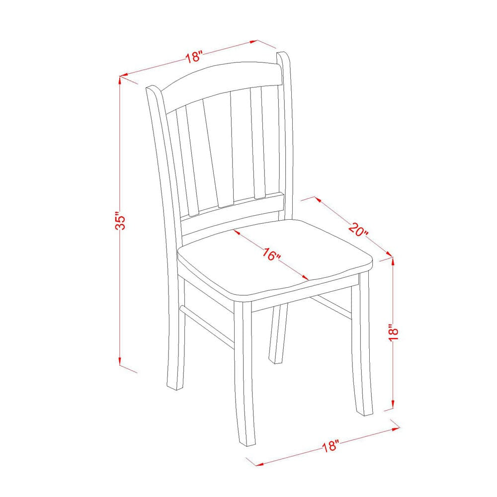 DLC-ONM-K Oak Slat Back Dining Chairs for Traditional Dining, Wood Seating, Pair of Chairs