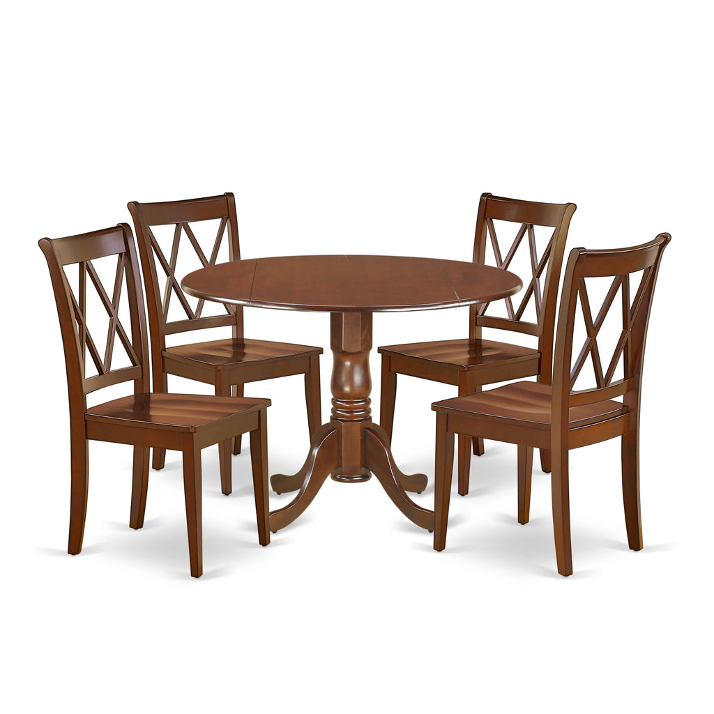 DLCL5-SRV-G Transitional 5-Piece Dining Set with Convertible Table & Wood Seat Chairs in Sleek Dark Finish