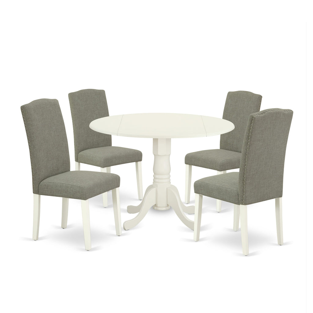 Inviting 5-Piece Dining Ensemble DLEN5-LGK-ZG with Dropleaf Table & Shitake Chairs, 42x42