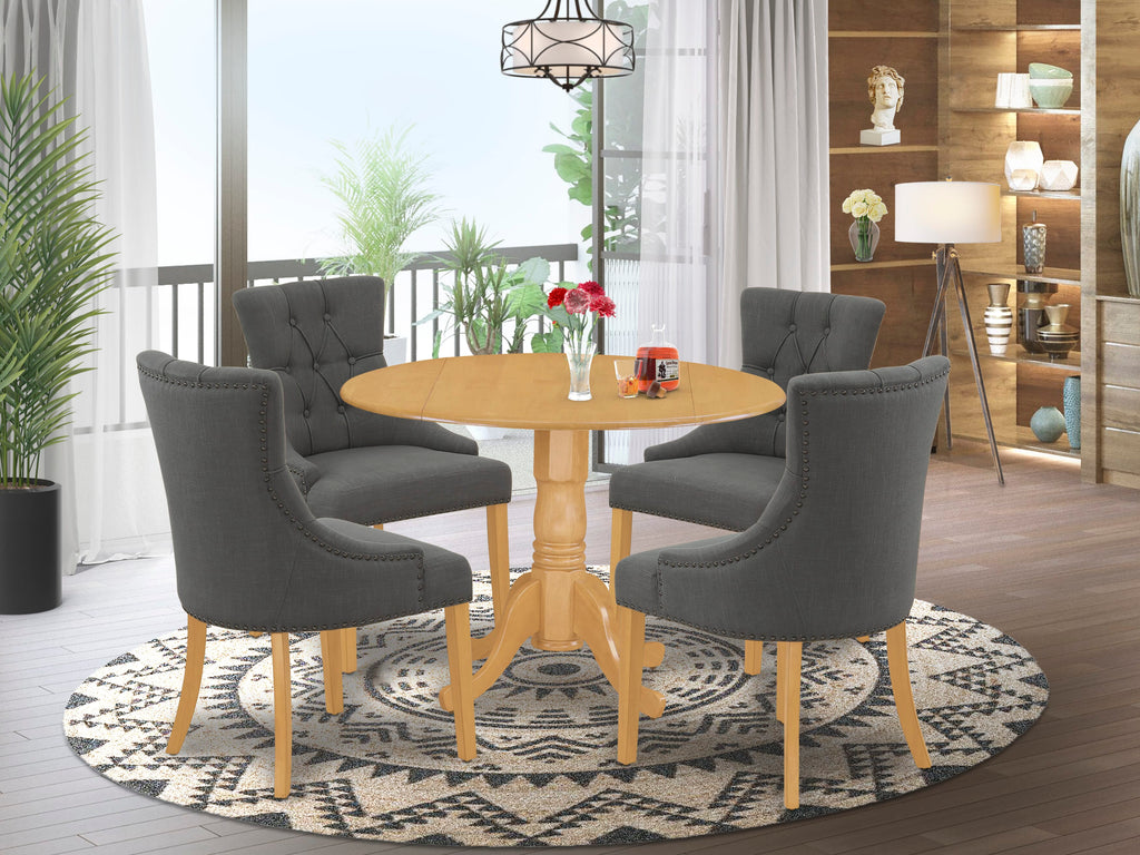 5-Piece Dining Ensemble with Round Dropleaf Table & Parson Chairs -  DLFR5-B72-XU
