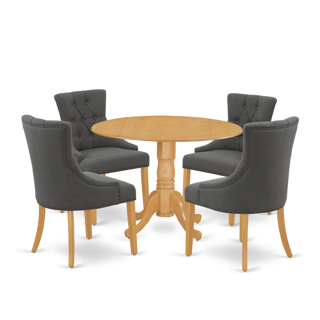 5-Piece Dining Ensemble with Round Dropleaf Table & Parson Chairs -  DLFR5-B72-XU