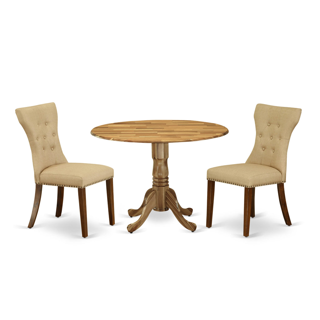 DLGA3-NTC-YC Cozy 3-Piece Set for Compact Dining Areas with Foldable Table and Cushioned Seats