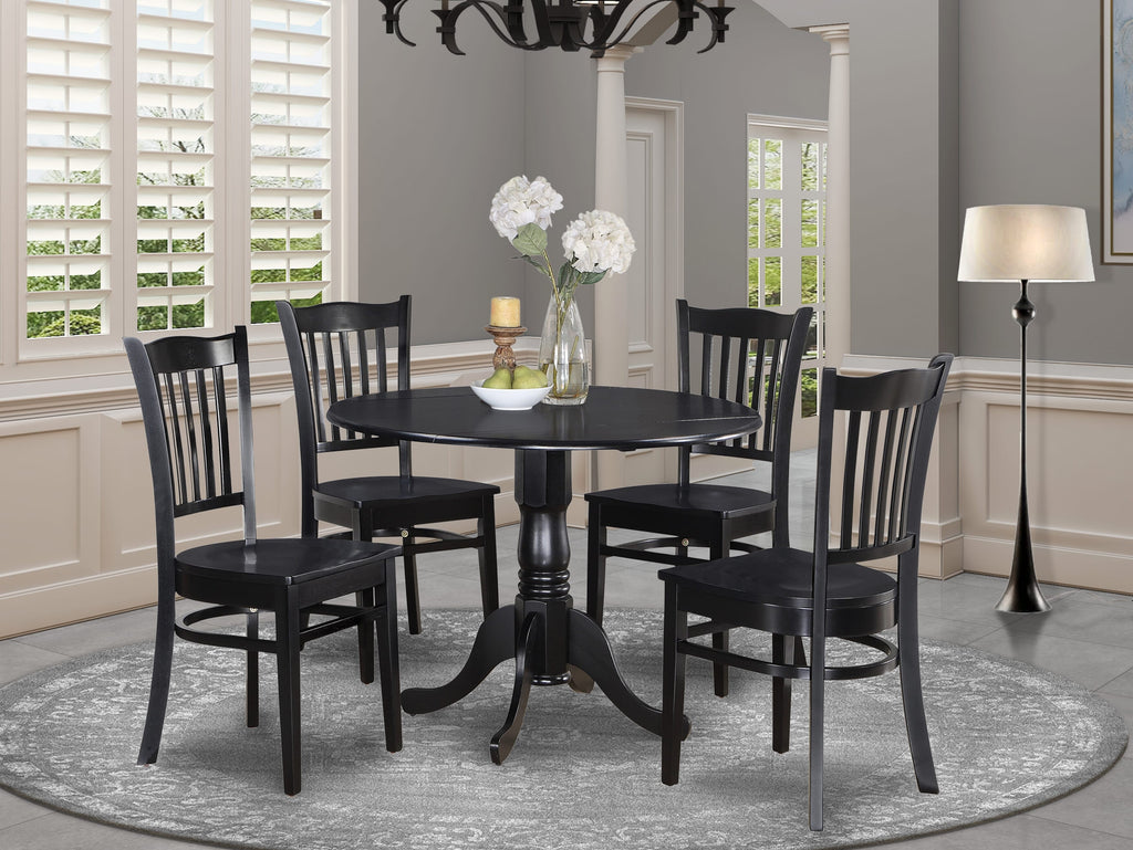 DLGR5-QA3 Dining Set Compact Dropleaf Round Table with 4 Seating for Stylish Dining Vibes