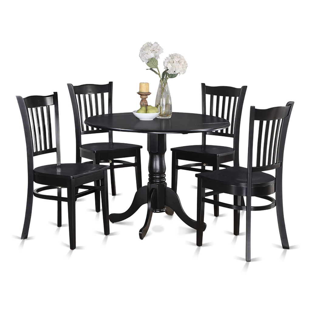 DLGR5-QA3 Dining Set Compact Dropleaf Round Table with 4 Seating for Stylish Dining Vibes