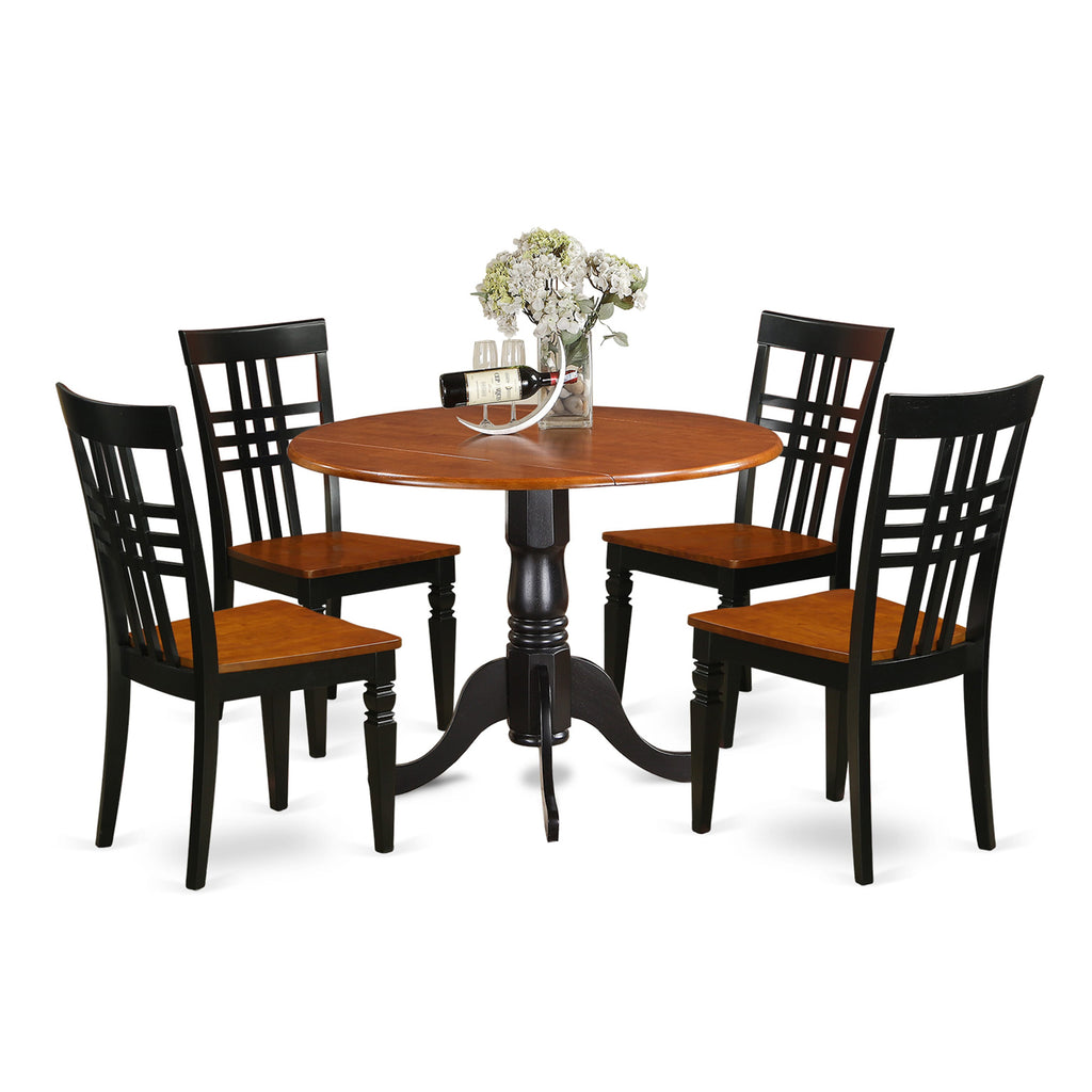 DLLG5-TZ5-O Deluxe 5-Piece Dining Ensemble Dropleaf Table & 4 Seats, Black & Cherry Fusion