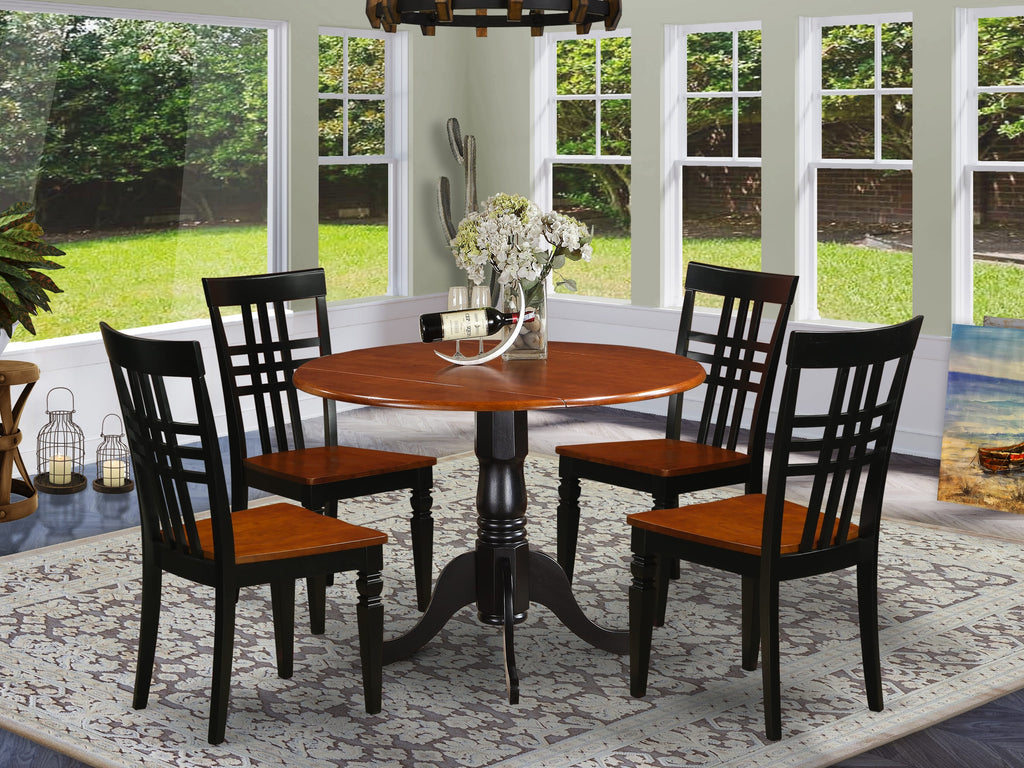 DLLG5-TZ5-O Deluxe 5-Piece Dining Ensemble Dropleaf Table & 4 Seats, Black & Cherry Fusion