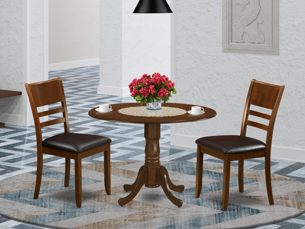 DLLY3-DM2-L0 Dining Room Setup Compact Set with Round Table and Leatherette Chairs for Small Dining Area