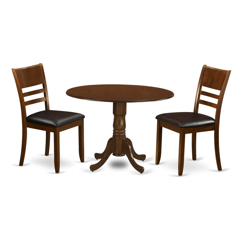 DLLY3-DM2-L0 Dining Room Setup Compact Set with Round Table and Leatherette Chairs for Small Dining Area