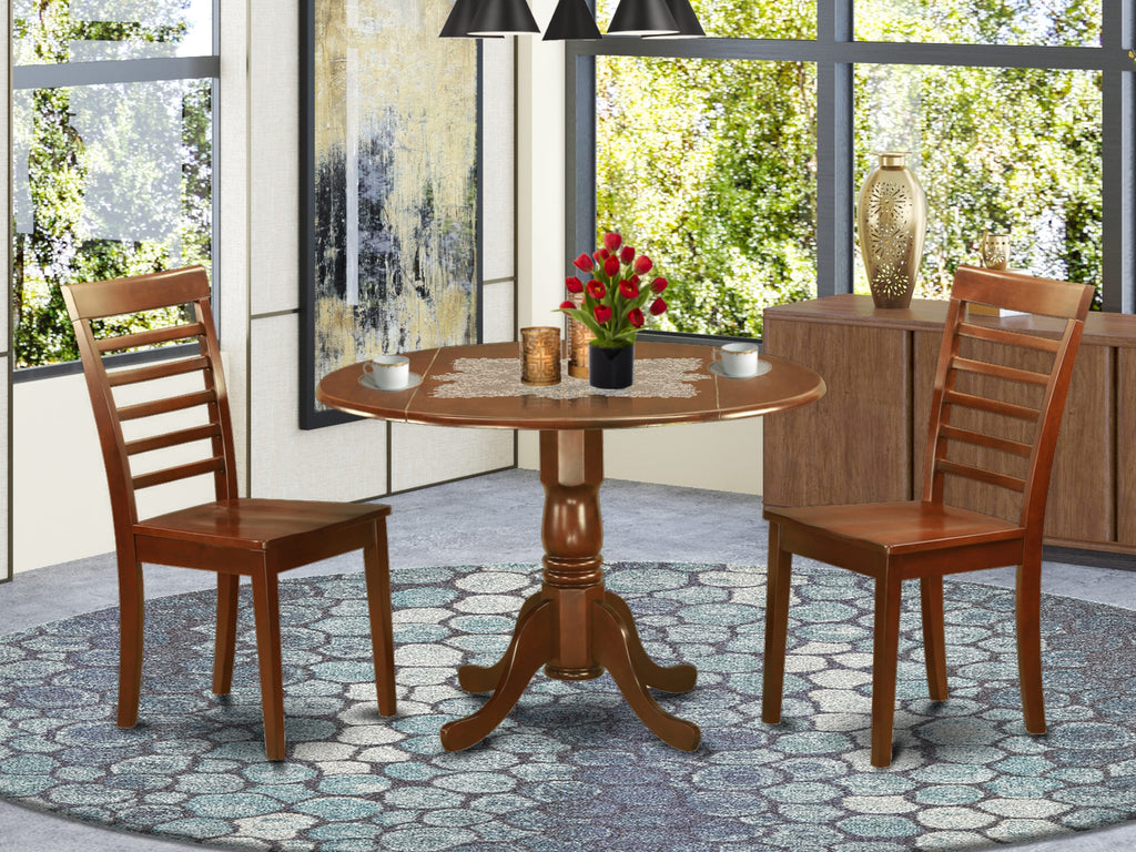 DLML3-E0C-4 3-Piece Dining Set Convertible Top Table & Two Chairs, 42x42, Rich Red Finish